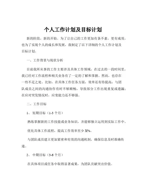 个人工作计划及目标计划