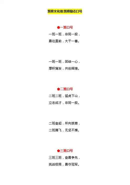 班级文化墙班级励志口号
