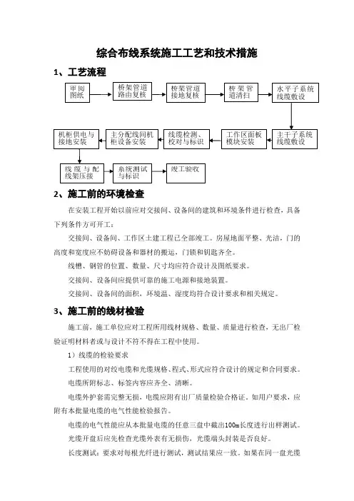 综合布线系统施工工艺和技术措施