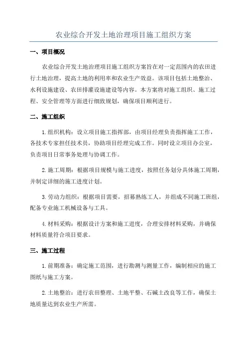 农业综合开发土地治理项目施工组织方案