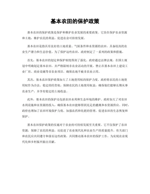 基本农田的保护政策