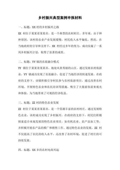 乡村振兴典型案例申报材料