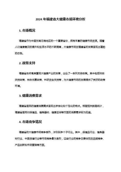2024年福建省大健康市场环境分析