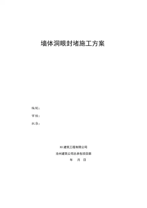 墙体螺杆洞封堵施工方案