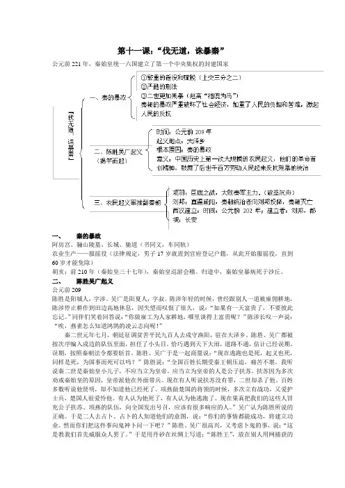 七年级历史上 第十一课 伐无道,诛暴秦