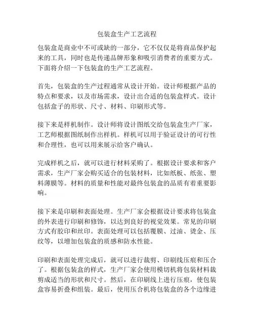 包装盒生产工艺流程