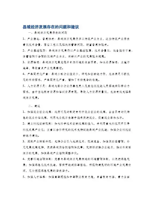 县域经济发展存在的问题和建议