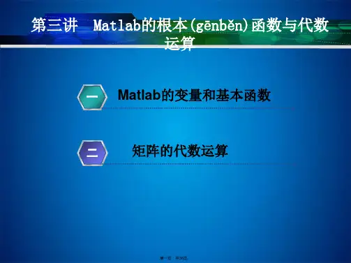 第三讲Matlab的基本函数与代数运算 Matlab语言程序设计 教学课件(共36张PPT)