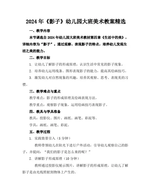 2024年《影子》幼儿园大班美术教案精选