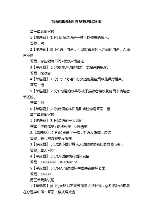 智慧树职场沟通章节测试答案