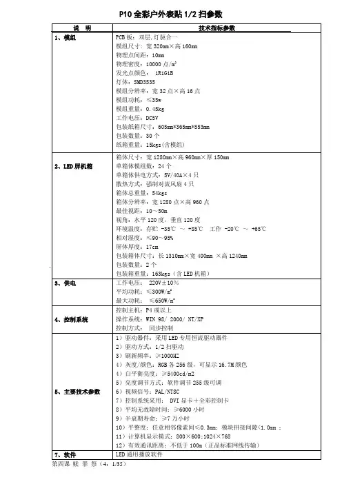 最新P10全彩户外模组参数