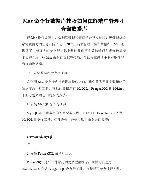 Mac命令行数据库技巧如何在终端中管理和查询数据库