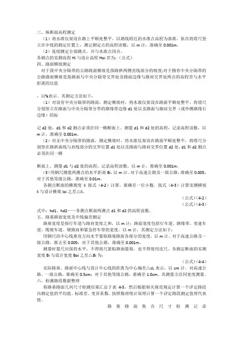 纵断面高程测定
