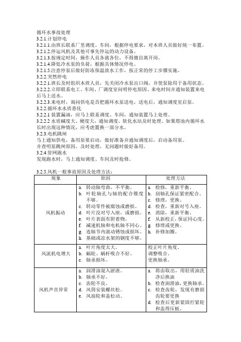 循环水事故处理