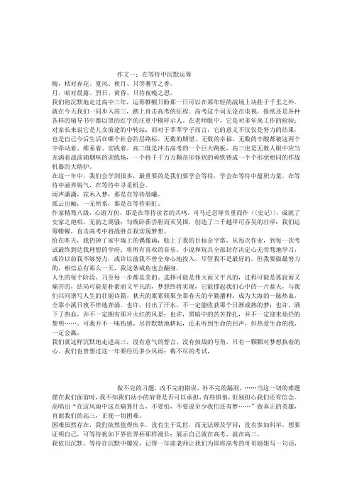 走进高三作文