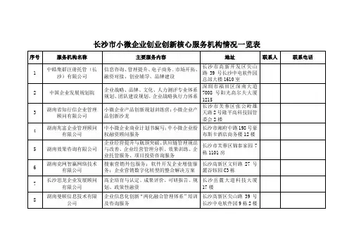 长沙市小微企业创业创新核心服务机构情况一览表 .doc