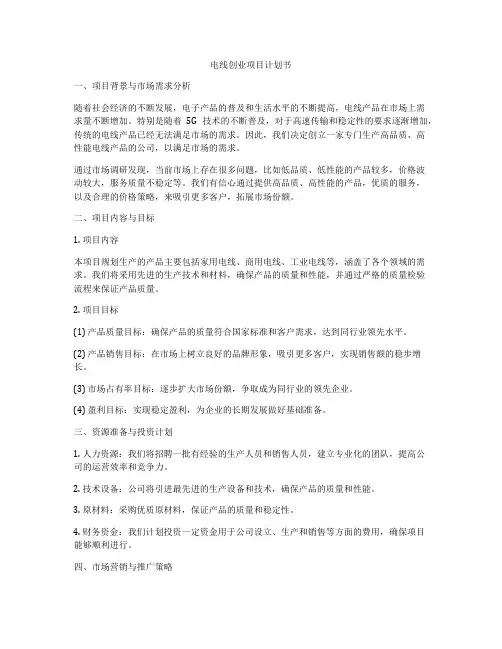 电线创业项目计划书