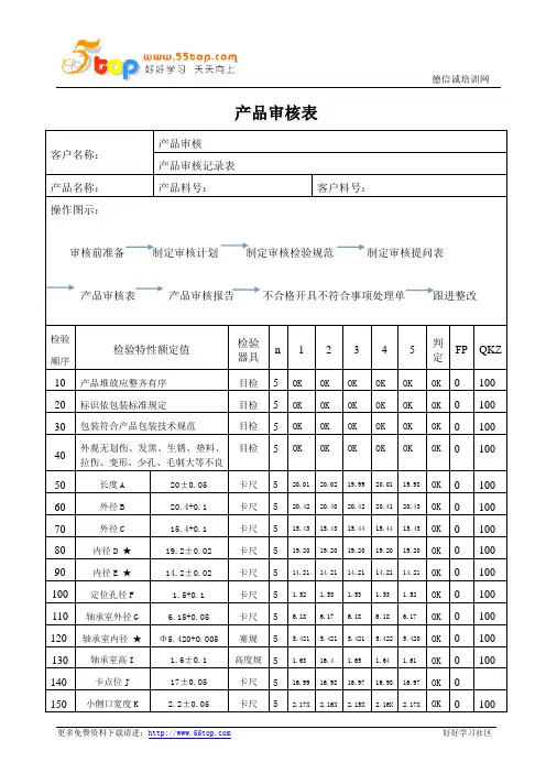 产品审核表范例