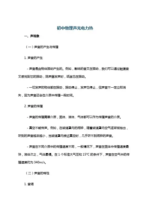 初中物理声光电力热