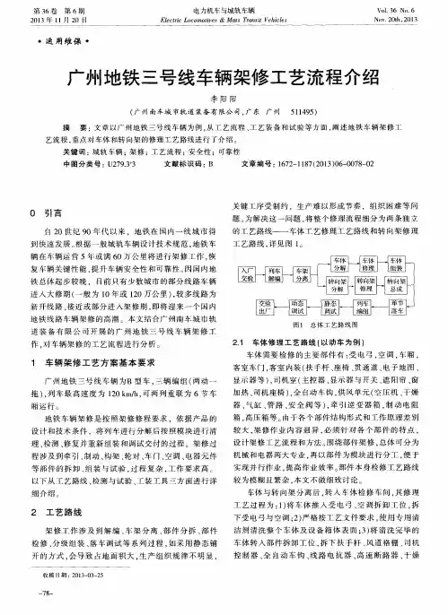 广州地铁三号线车辆架修工艺流程介绍