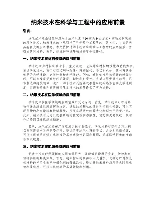 纳米技术在科学与工程中的应用前景