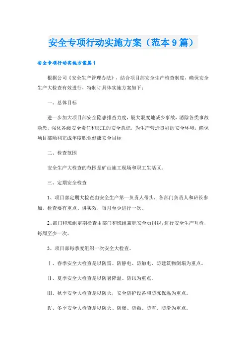 安全专项行动实施方案(范本9篇).doc