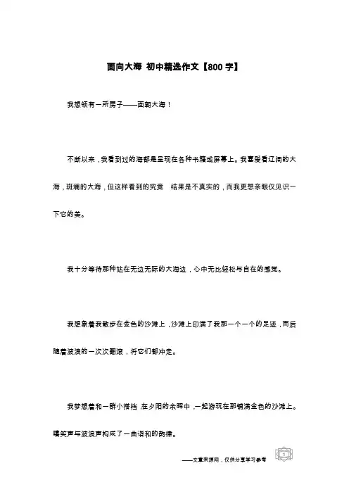 面向大海 初中精选作文【800字】