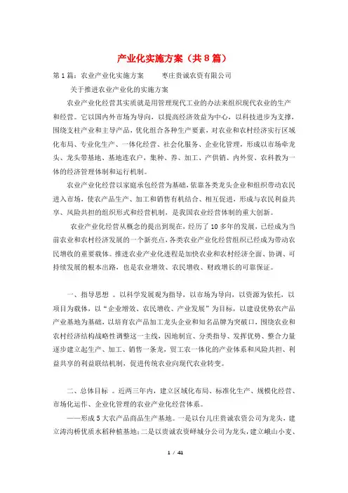 产业化实施方案(共8篇)