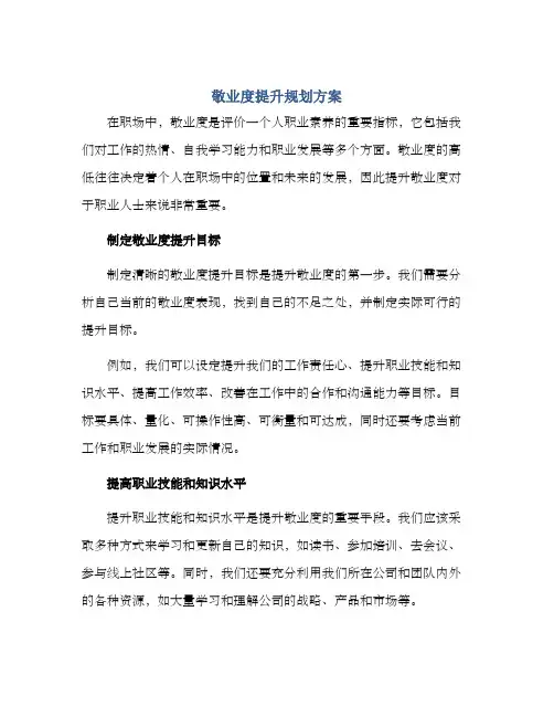 敬业度提升规划方案
