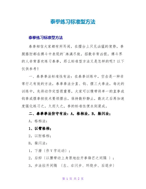 泰拳练习标准型方法
