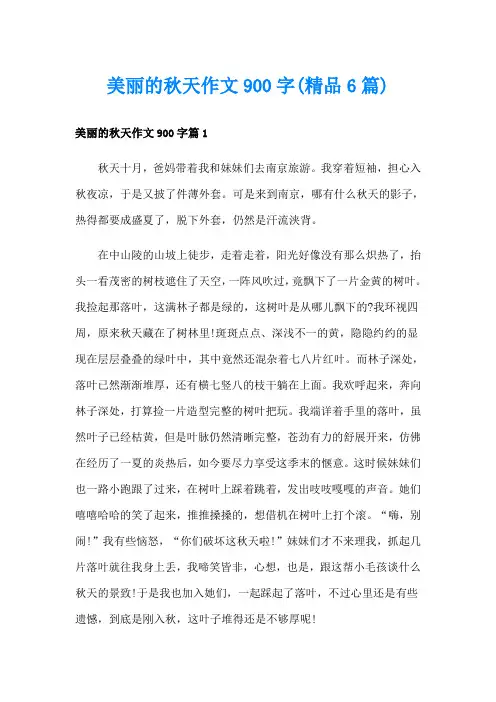 美丽的秋天作文900字(精品6篇)