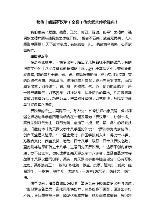 秘传｜峨眉罗汉拳（全套）传统武术传承经典！