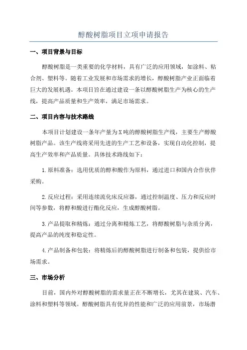 醇酸树脂项目立项申请报告