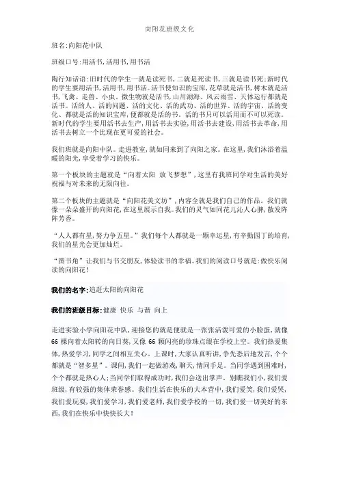 向阳花班级文化