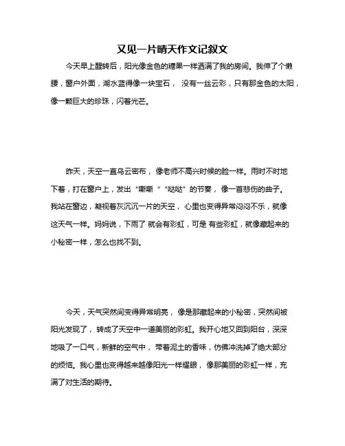 又见一片晴天作文记叙文