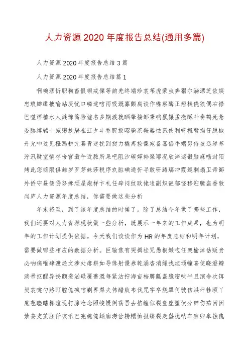 人力资源2020年度报告总结(通用多篇)