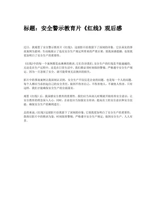 安全警示教育片《红线》观后感