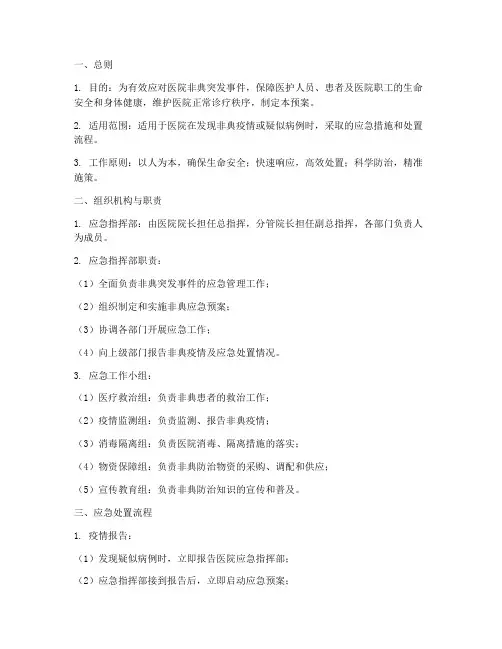 医院非典突发事件应急预案