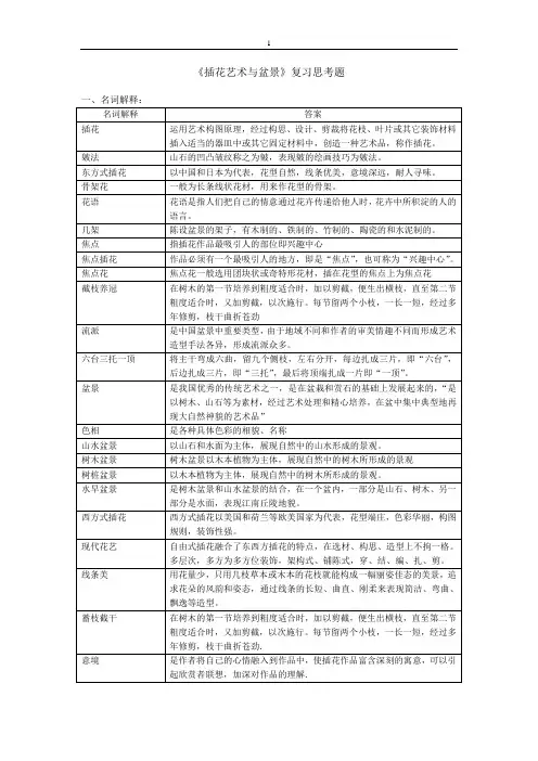 插花艺术与盆景复习思考题