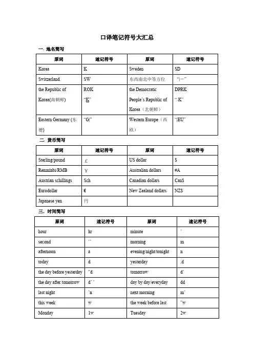 口译笔记符号大汇总（超全整理版_方便直接背诵）