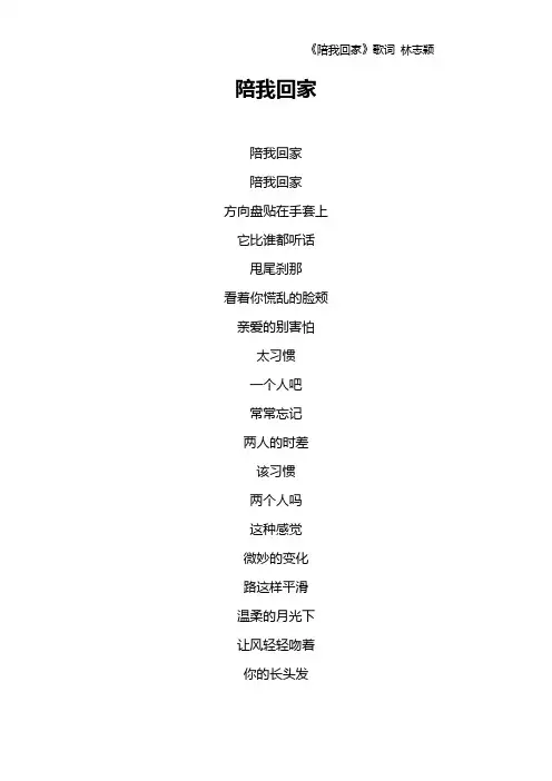 《陪我回家》歌词 林志颖