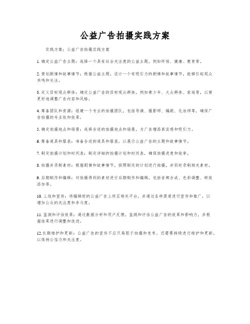 公益广告拍摄实践方案