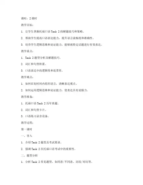 托福口语老师教案模板范文