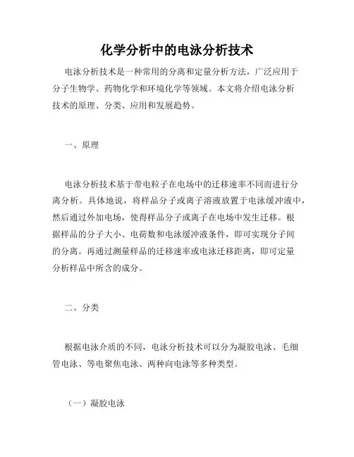 化学分析中的电泳分析技术