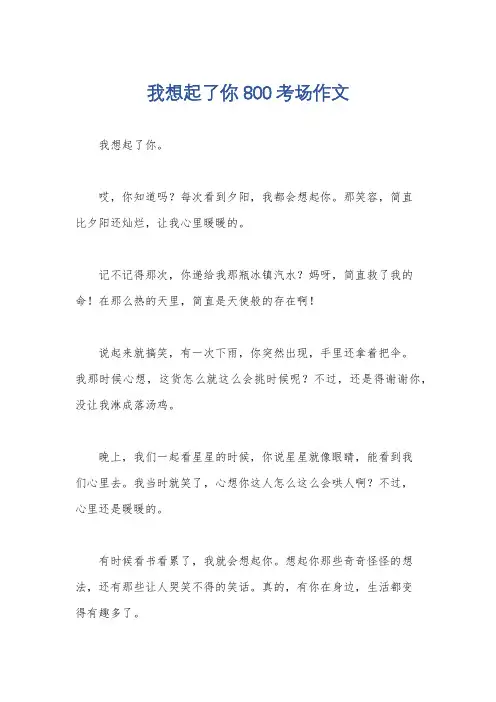 我想起了你800考场作文