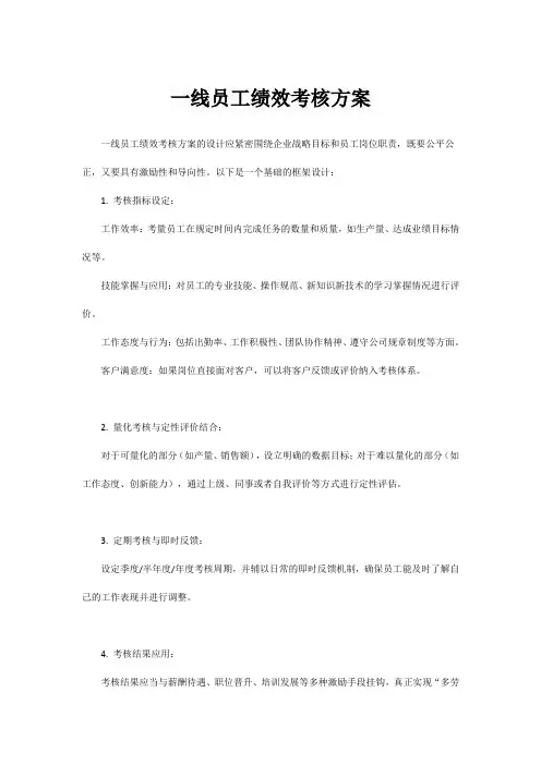 一线员工绩效考核方案