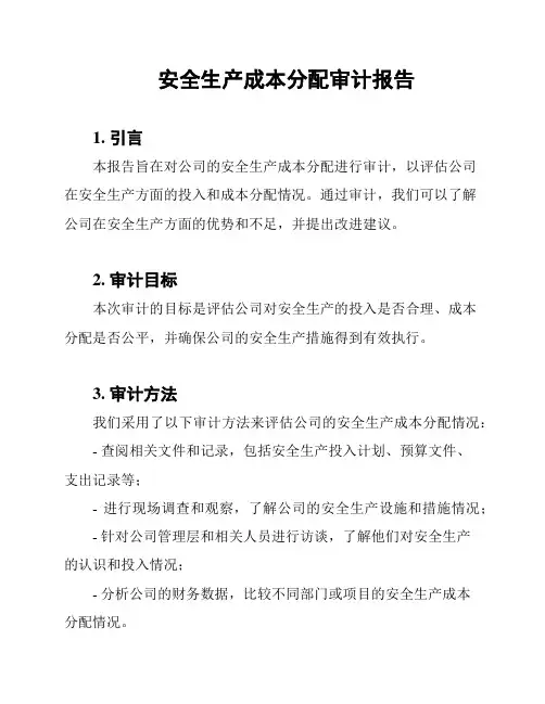 安全生产成本分配审计报告