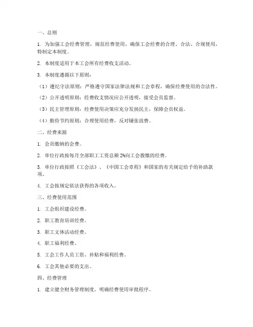 工会经费管理制度模板
