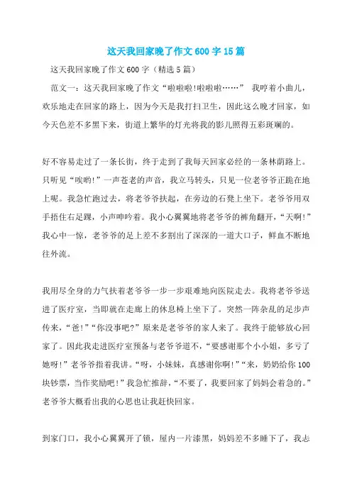 这天我回家晚了作文600字15篇