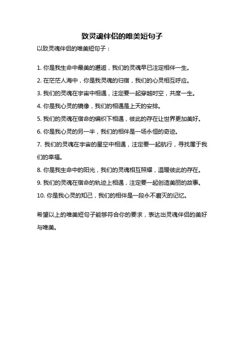 致灵魂伴侣的唯美短句子